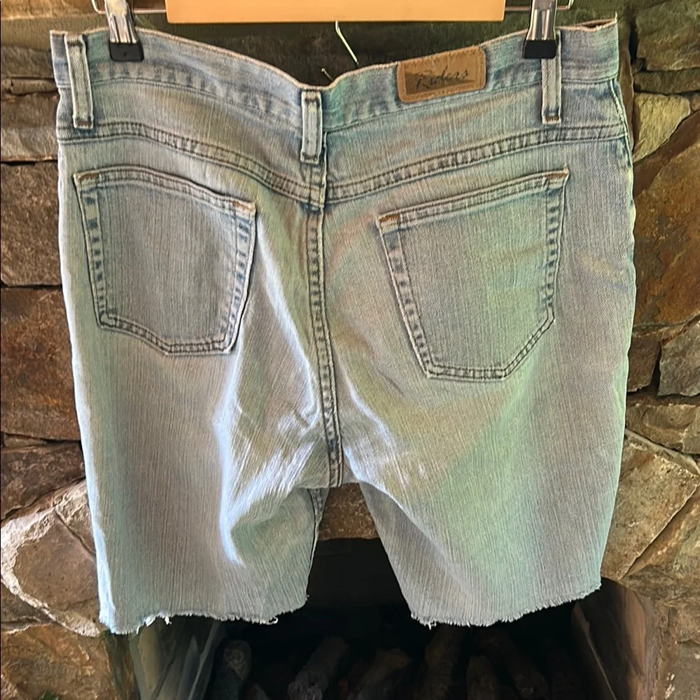 Riders by Lee cut off Jean Shorts Light Blue with Frayed ends; size 10M;so comfy